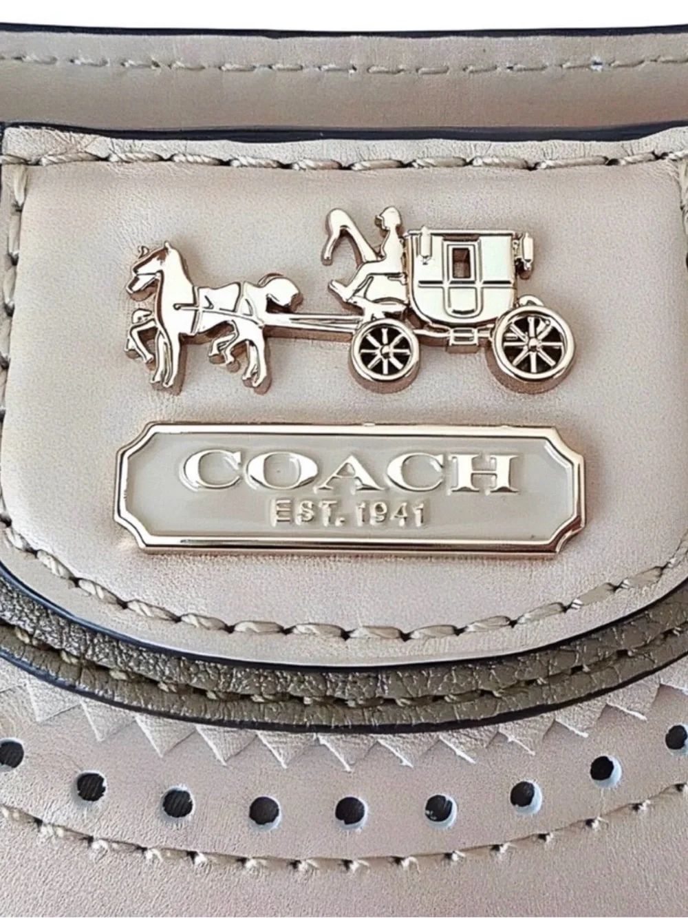 Coach Madison Perforated Pinnacle Zig- Zag Carrie Satchel $750 BNWOT
